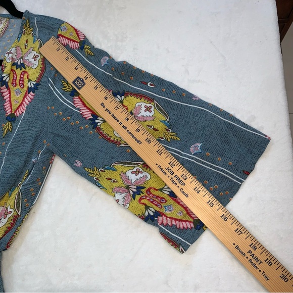 Jaase anthropology Wide‎ Leg Jumpsuit Romper Size Small rayon v neck blue print - Picture 4 of 13